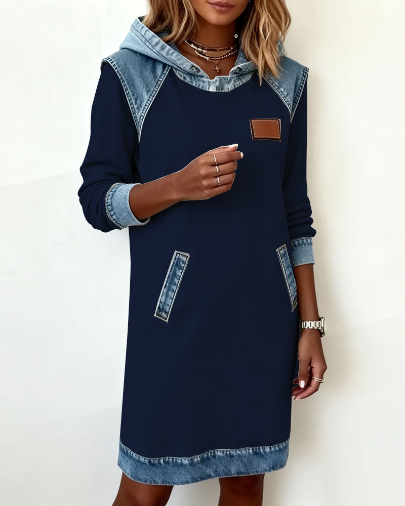 Lunariae™ - Robe casual à capuche style contrasté