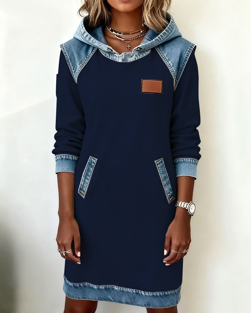 Lunariae™ - Robe casual à capuche style contrasté
