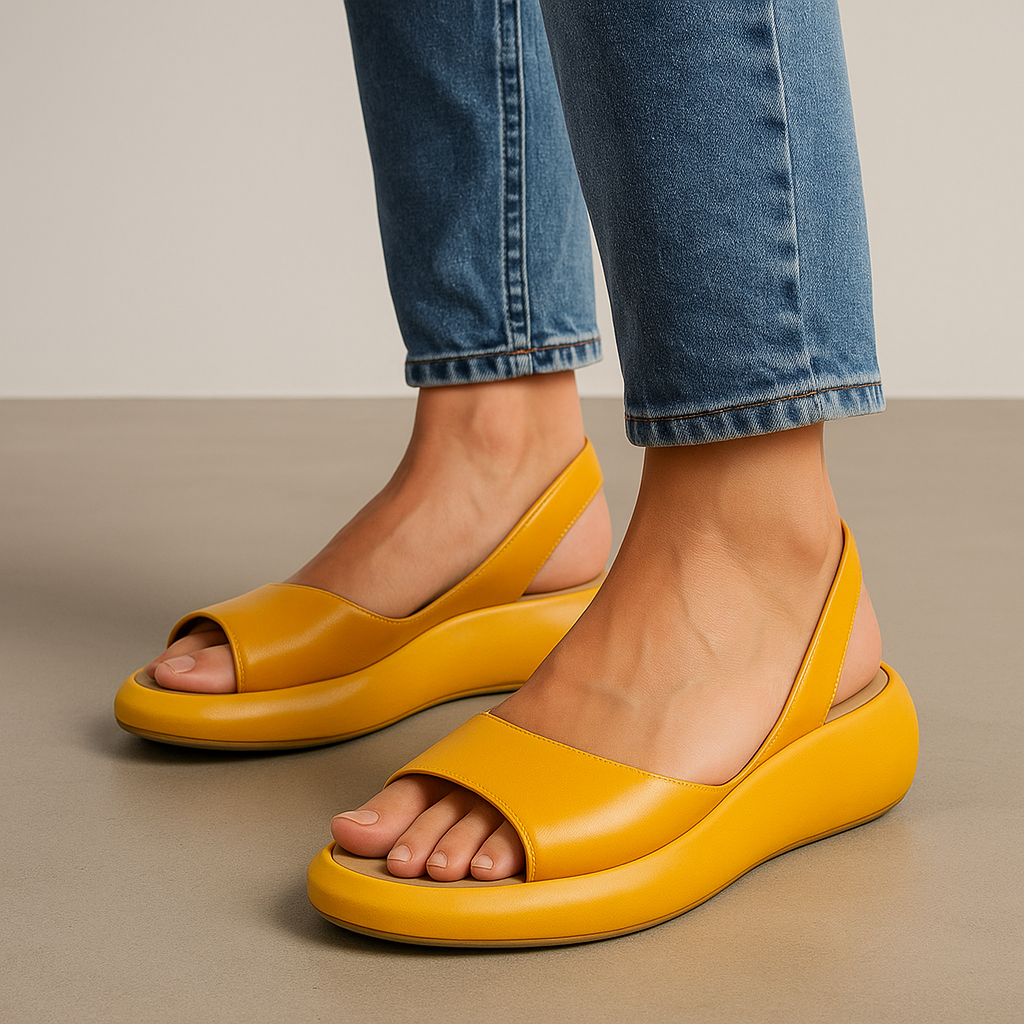 Iverixa™ - Sandales femme compensées bout ouvert semelle plateforme cuir