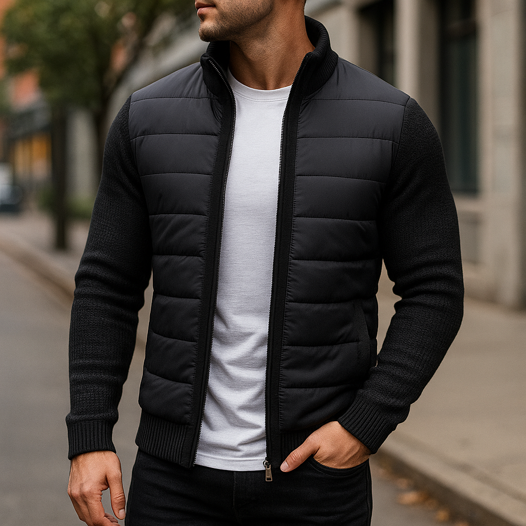 Erik - Veste matelassée homme à manches en maille et col montant