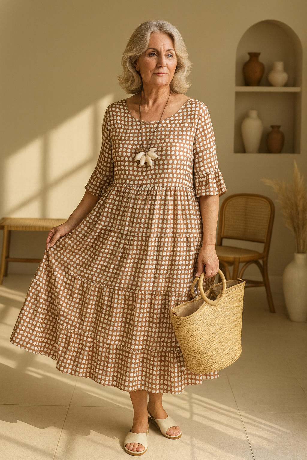Myrelix™ - Robe Midi à Manches Courtes Femme élégance naturelle