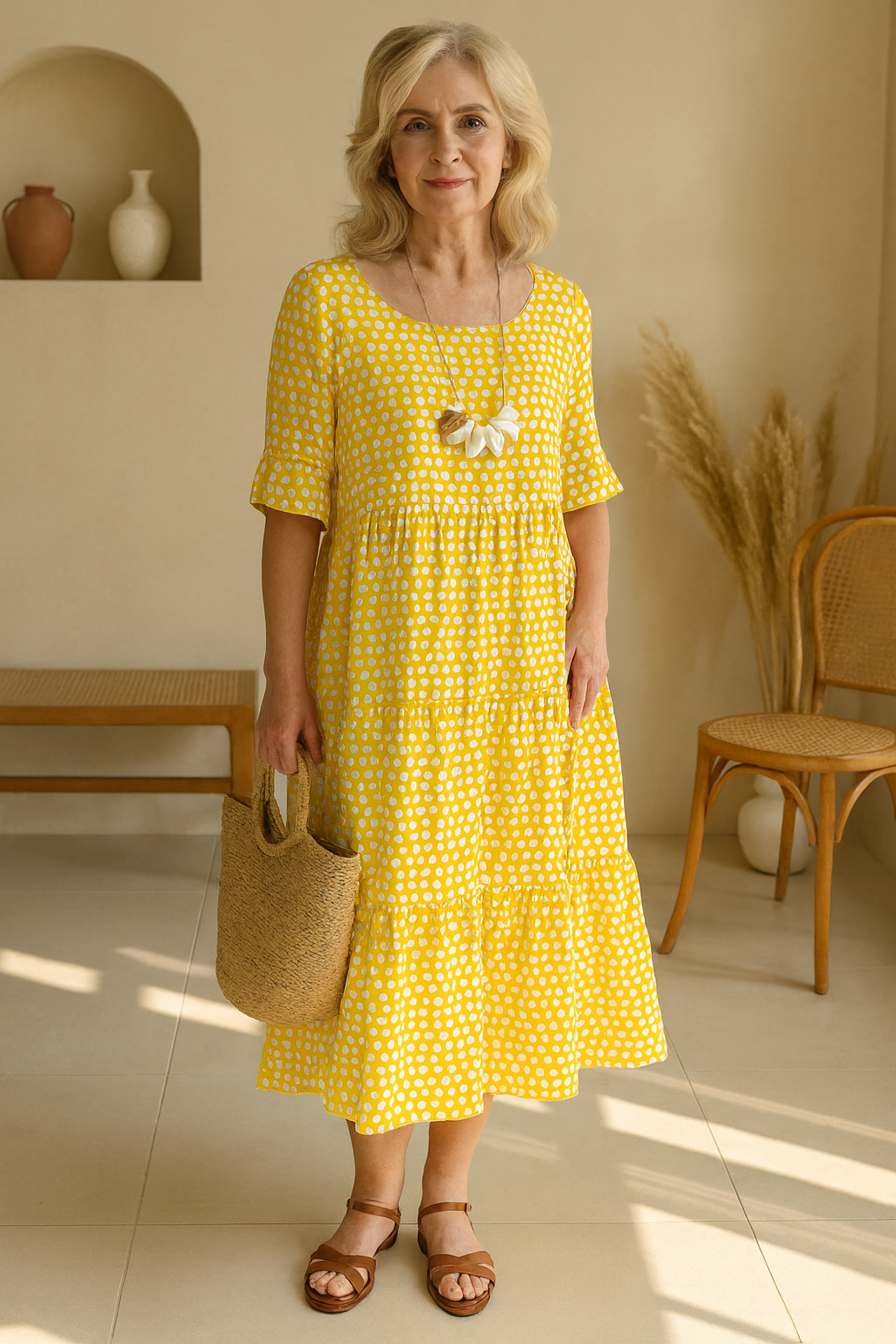 Myrelix™ - Robe Midi à Manches Courtes Femme élégance naturelle