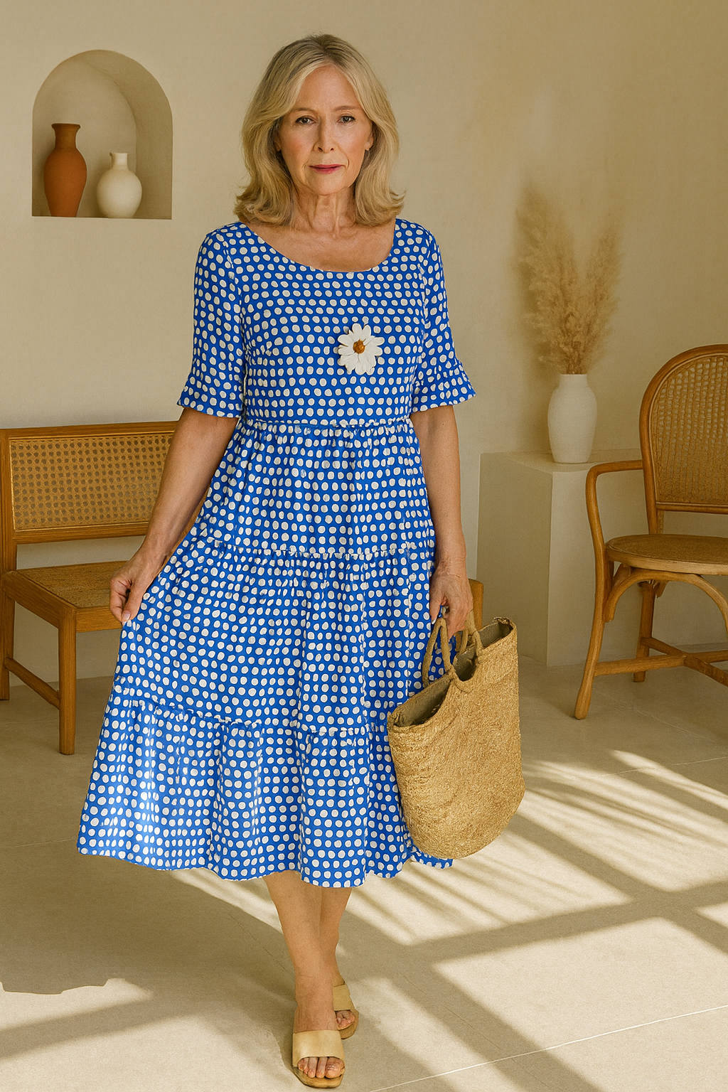 Myrelix™ - Robe Midi à Manches Courtes Femme élégance naturelle