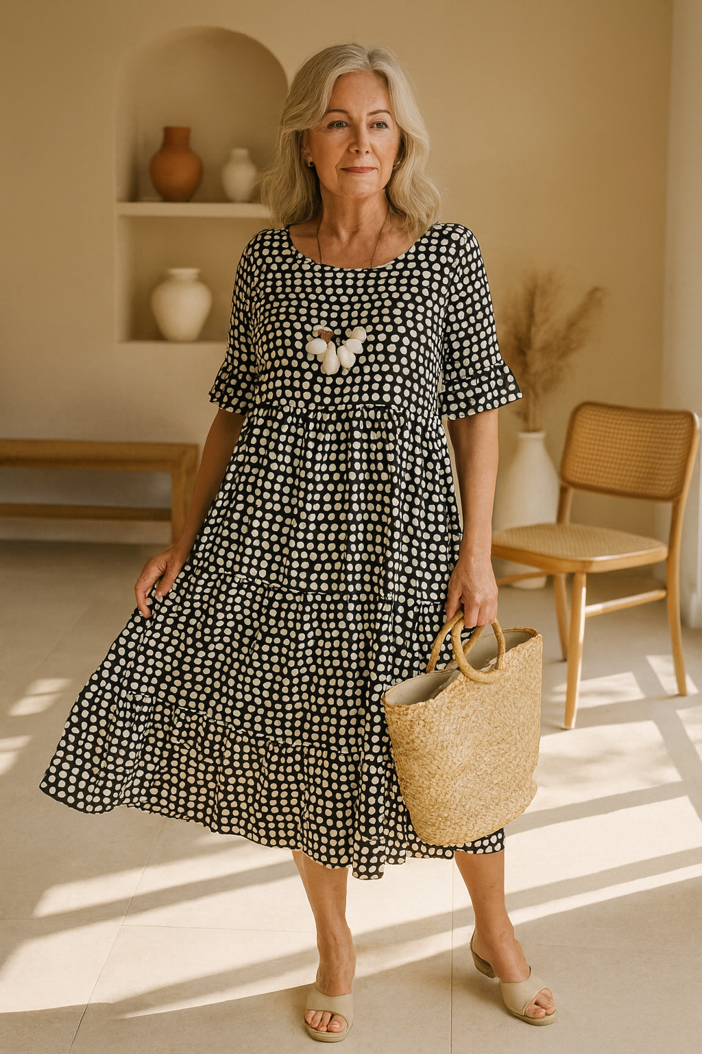 Myrelix™ - Robe Midi à Manches Courtes Femme élégance naturelle