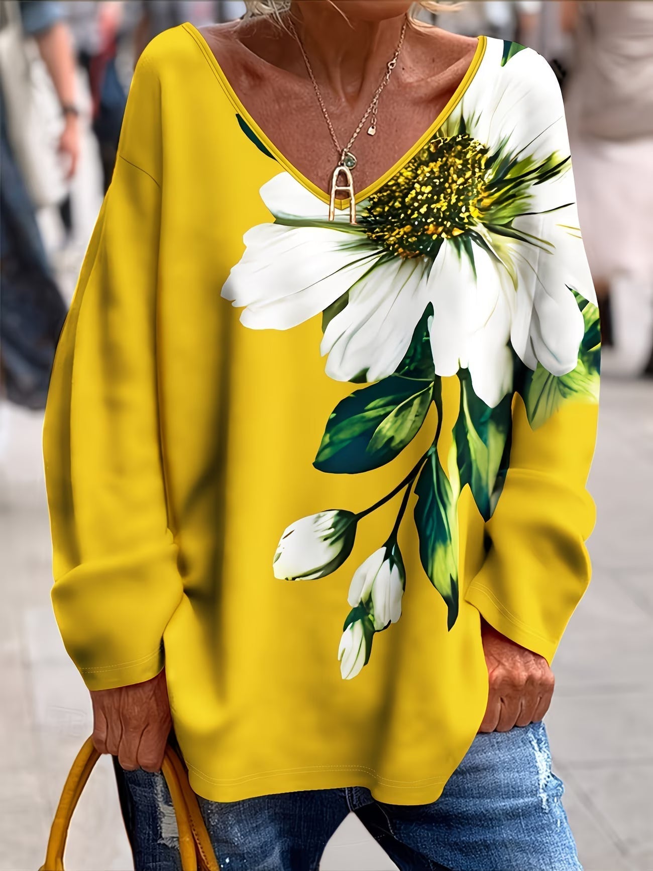 Olivira™ - Haut Ample À Motif Floral Inspiré De La Nature