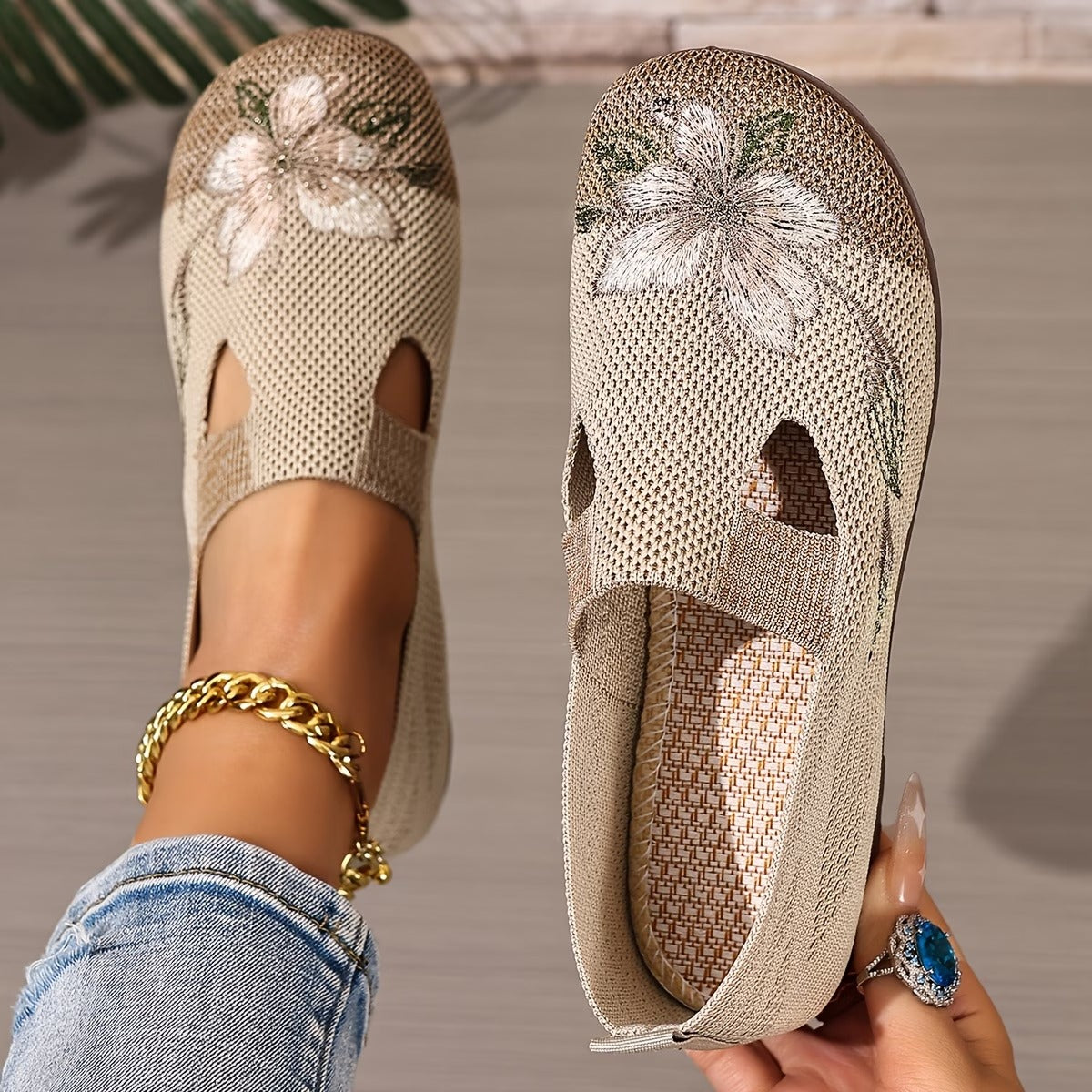 Arixa™ - Chaussures Respirantes Confortables à Broderie Fleurie