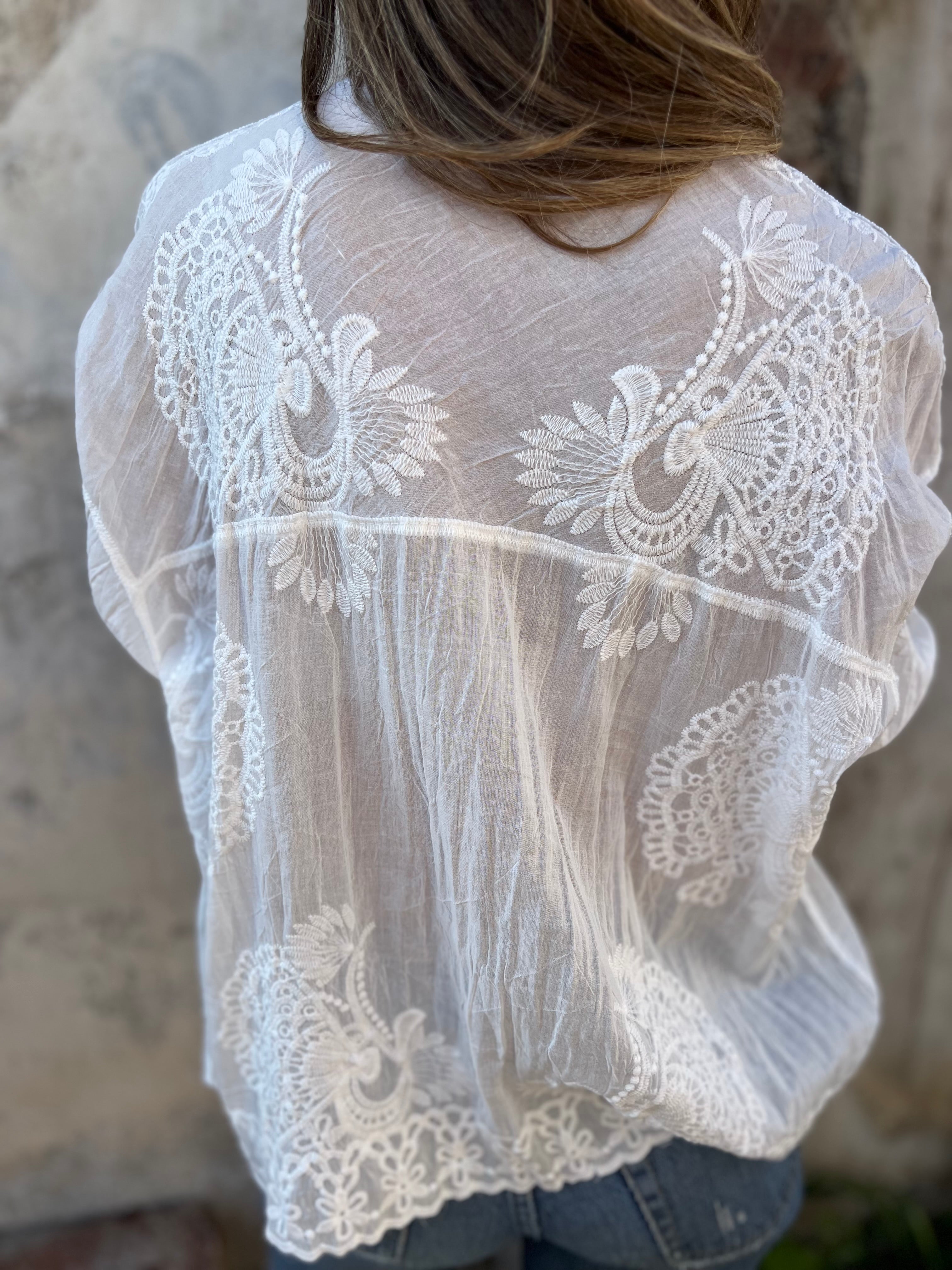 Audette™ - Blouse Élégante en Dentelle Brodée