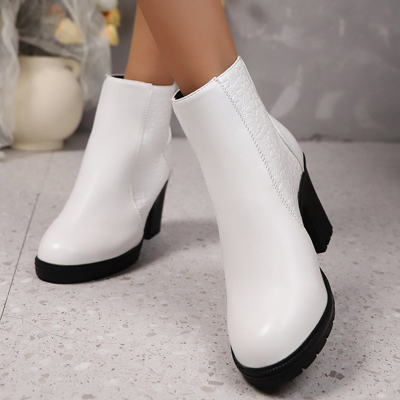 Belyssa™ - Bottines À Talon Épais En Cuir Véritable Élégant
