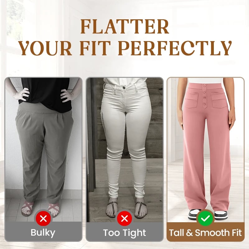 Nara™ - Haute élasticité - Pantalon décontracté taille haute à jambe droite