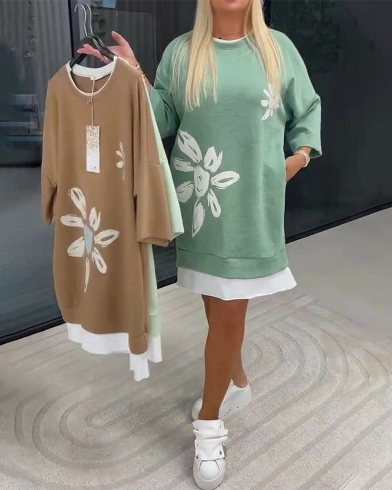 Ravessa™ - Robe Décontractée Style Sweat À Motif Floral