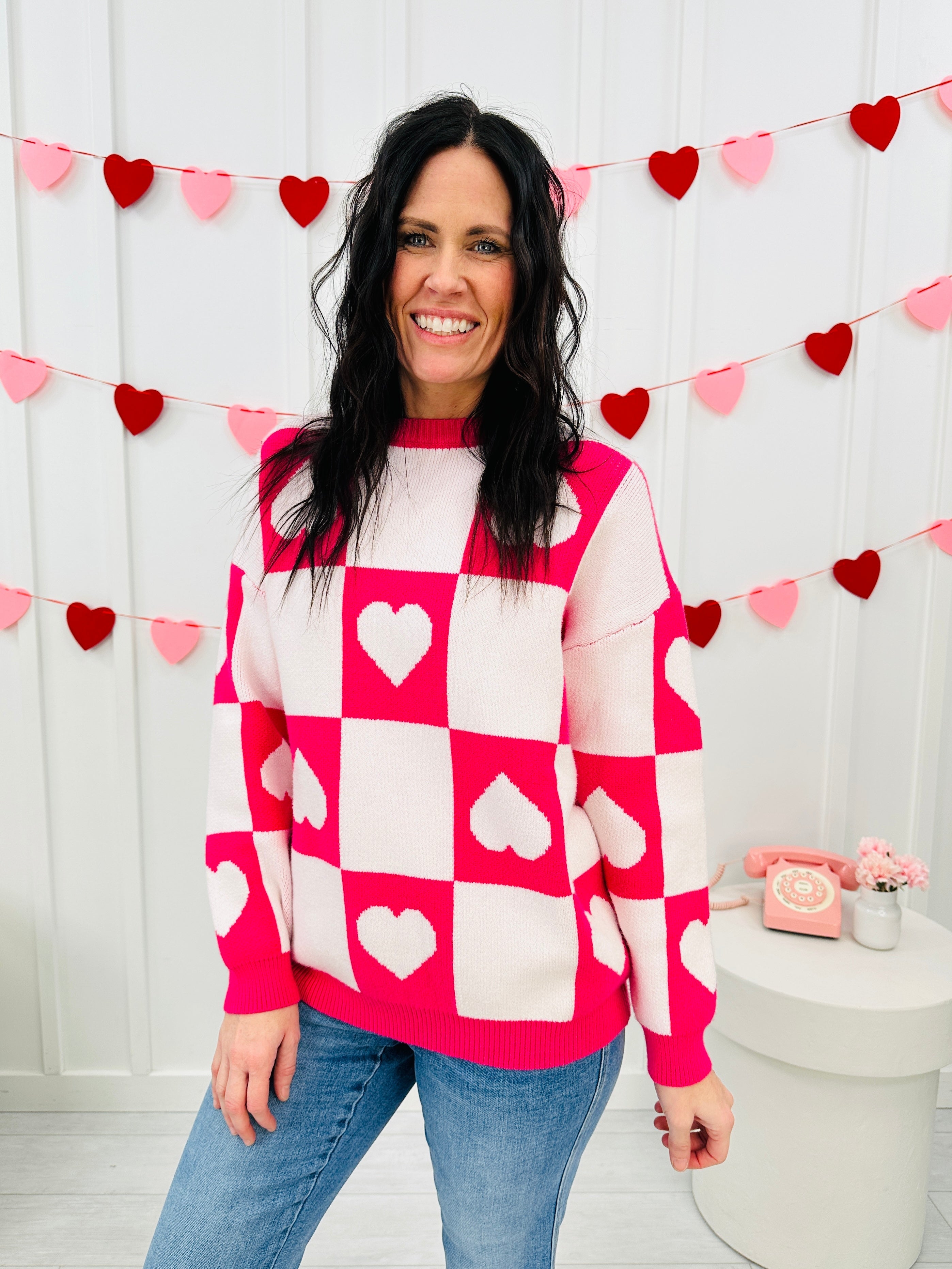 Ottilie™ - Pull Saint-Valentin à Cœurs Carreaux