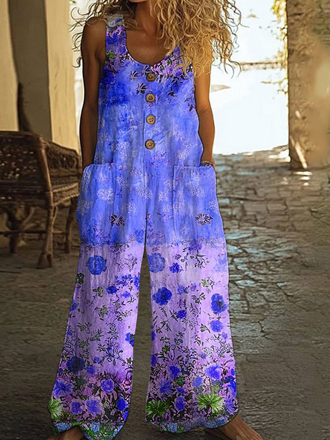 Lunelle™ - Combinaison Vintage pour Femme avec Motif Floral en Patchwork