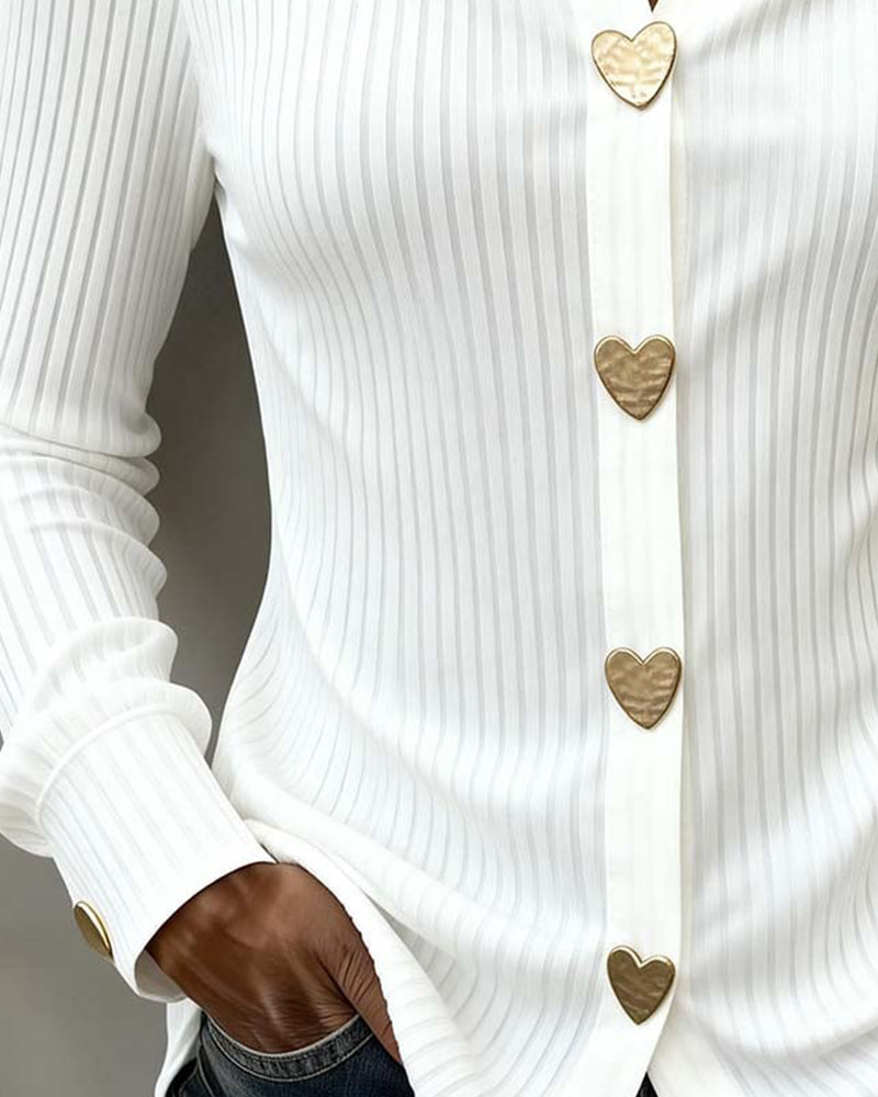 Halyra™ - Chemise Boutonnée Cœur Élégante