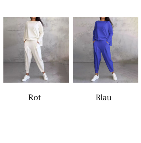 Ophélie™ - Manches longues avec col rond & Pantalon Ensemble 2 pièces