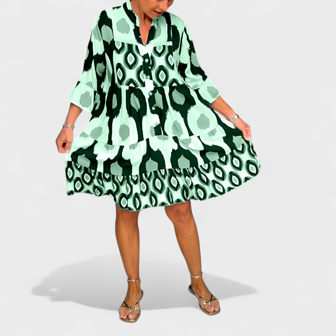 Jorvane™ - Robe femme ample imprimé géométrique col V manches