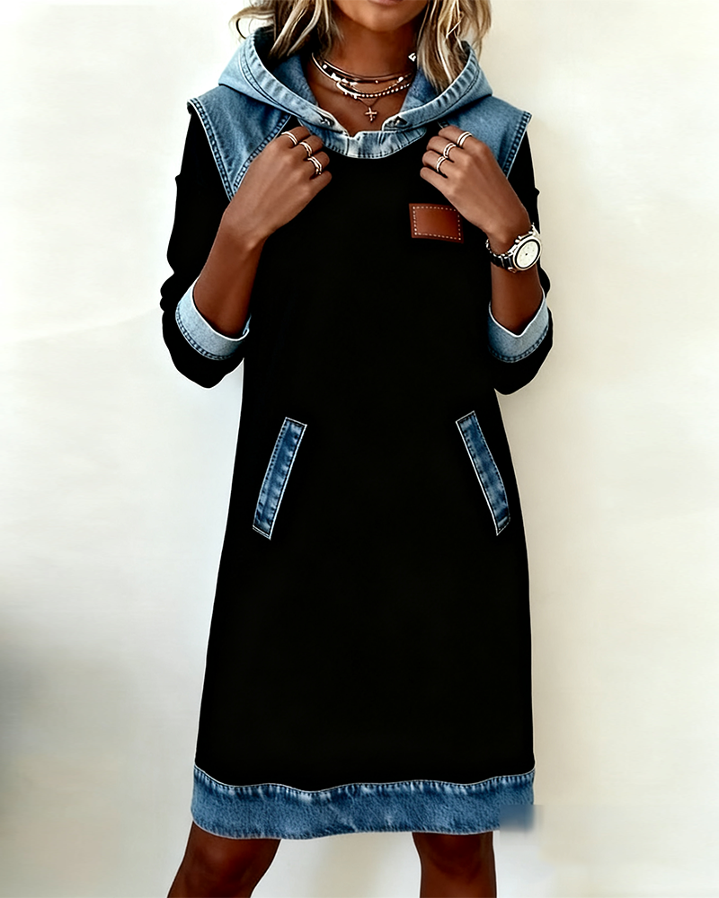 Lunariae™ - Robe casual à capuche style contrasté