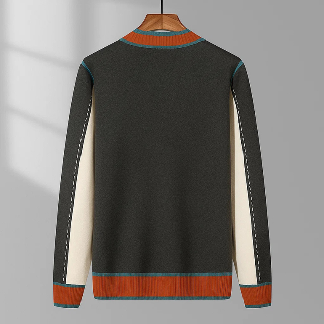 Norbert™ - Gilet Tricoté Col V À Détails Contrastés