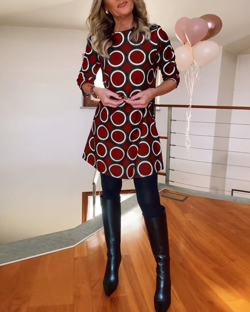 Eugénie™ - Robe Imprimée Élégance Automnale