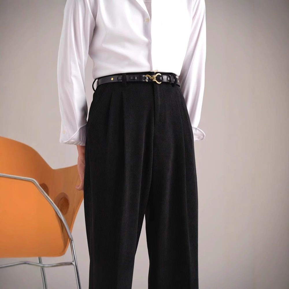 Rayin - Pantalon taille haute en velours côtelé