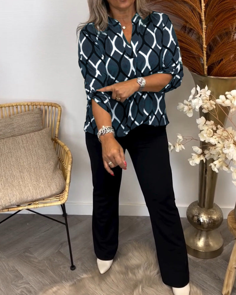 Florina™ - Blouse Décontractée à Manches Longues et Motif Élégant