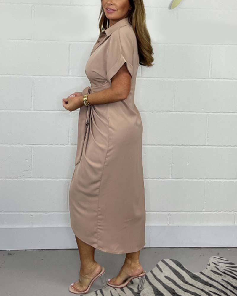 Marit™ - Robe Plissée Élégante avec Col Chemise