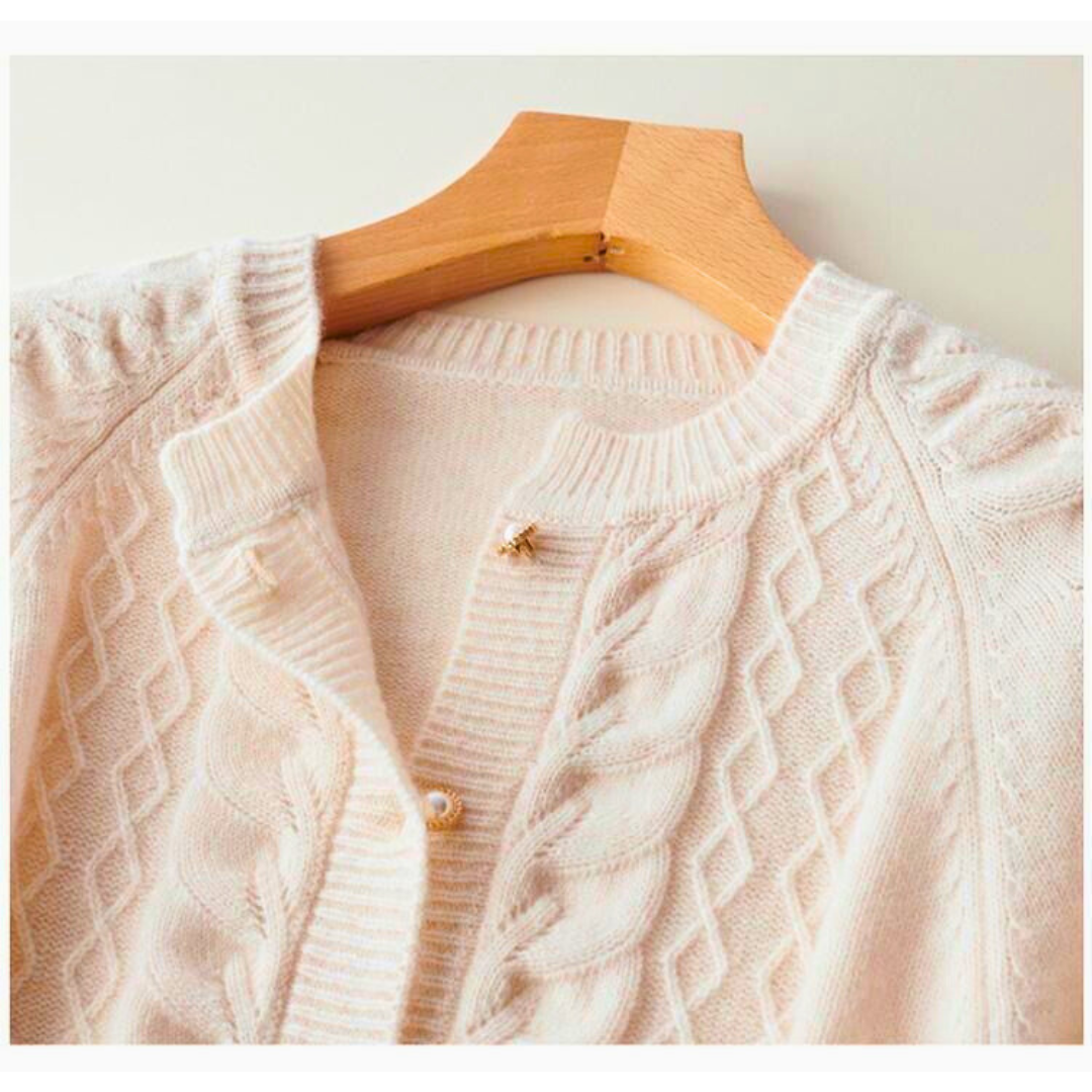 Alexandrine™ - Gilet en Laine à Col Rond pour Femme
