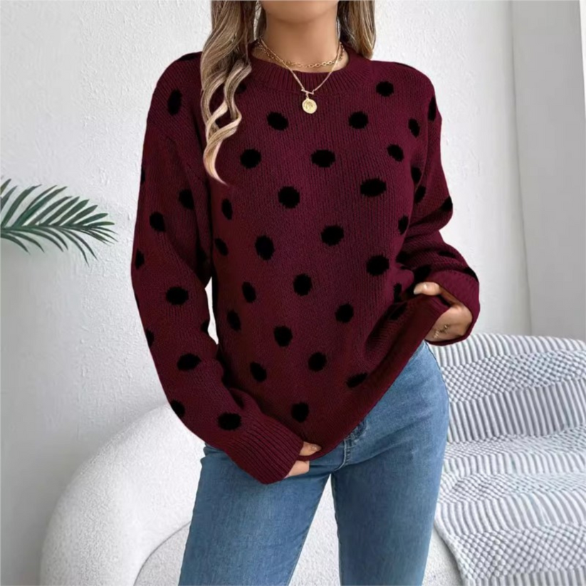 Maud™ - Pull Tricoté à Pois Élégant et Confortable