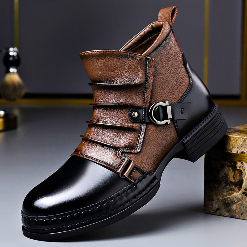 Frederic - Bottines homme en cuir à boucle métallique et style vintage