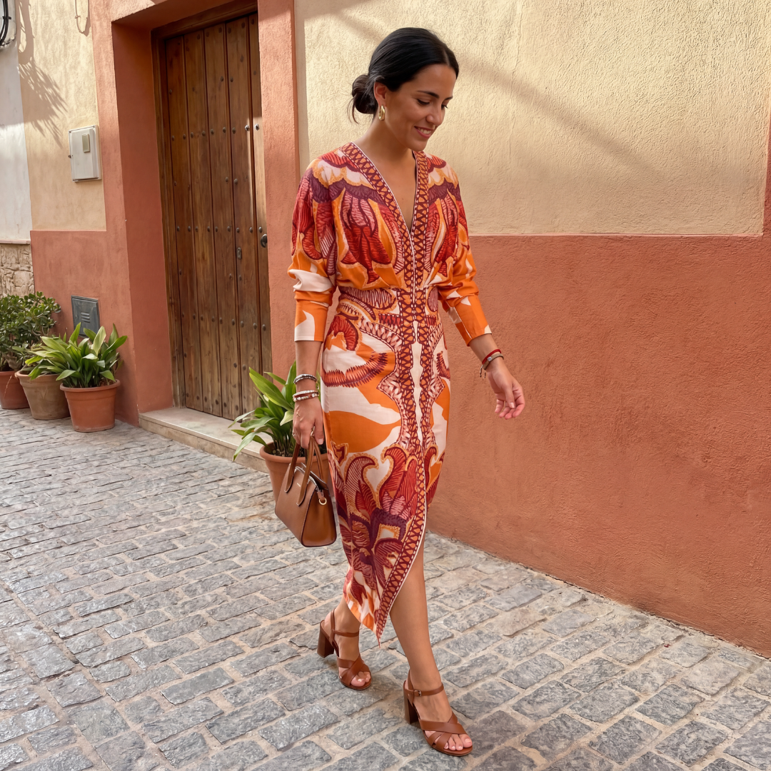 Isadora™ - Robe Maxi Femme Fluide Décolleté V Coupe Croisée Taille Ajustée Élégante