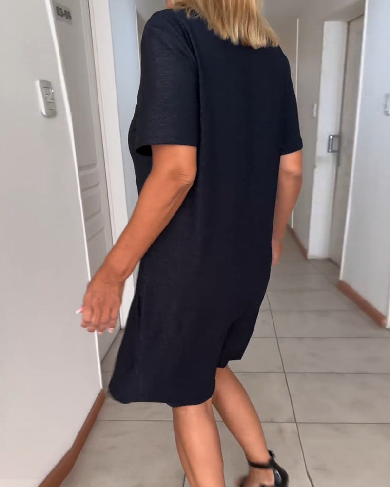 Julieta™ - Robe à manches courtes torsadée avec décolleté en V