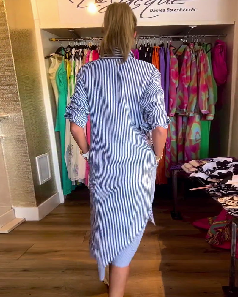 Cato™ - Robe Chemise Rayée à Col Revers