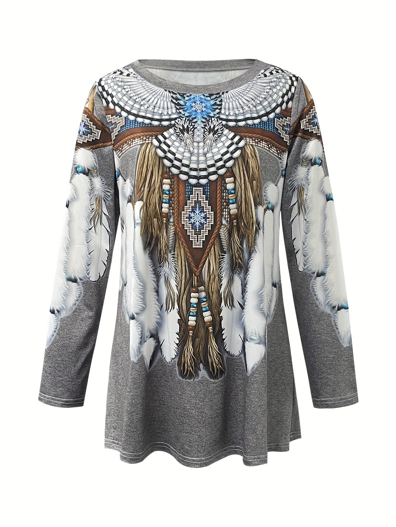 Joelene™ - T-shirt vintage ethnique à manches longues