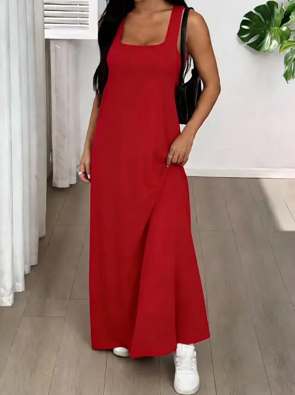Dorissa - Robe longue femme effet deux pièces avec découpes latérales