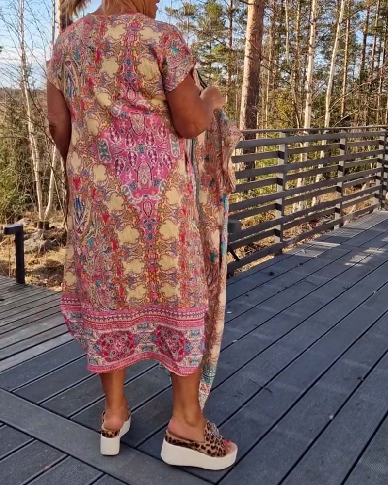 Ailina™ -Robe col V imprimée