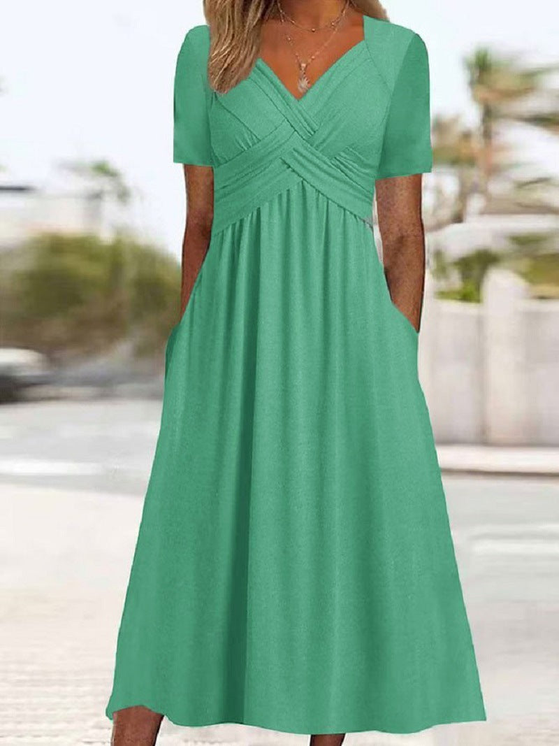 Malina™ - Robe Élégante à Silhouette Fluide et Décolleté en V