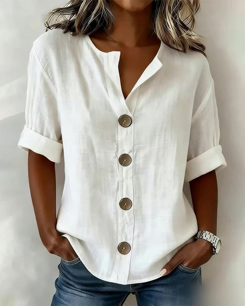 Pavixa™ - Blouse Femme Légère Boutonnée Coupe Fluide Pour Été
