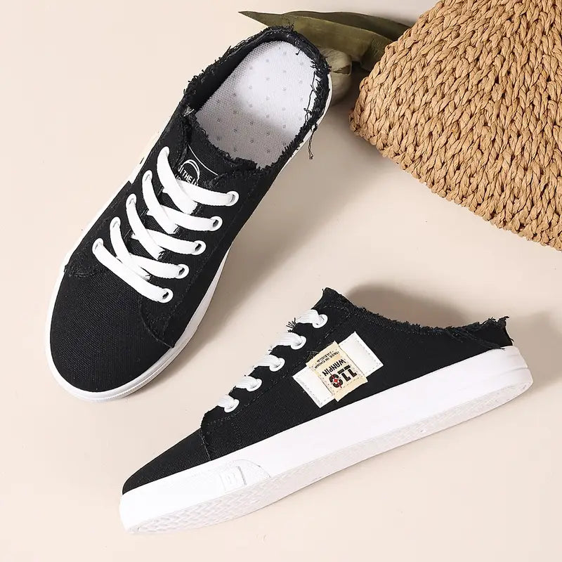 Cyrelia™ - Chaussures en toile lacées plates tendance et confortables qui vont avec tout