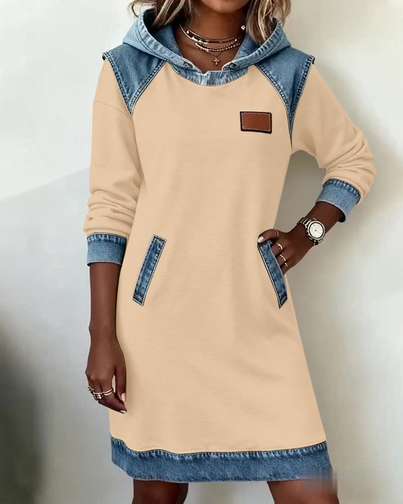Lunariae™ - Robe casual à capuche style contrasté