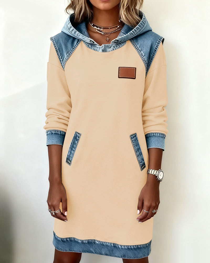 Lunariae™ - Robe casual à capuche style contrasté