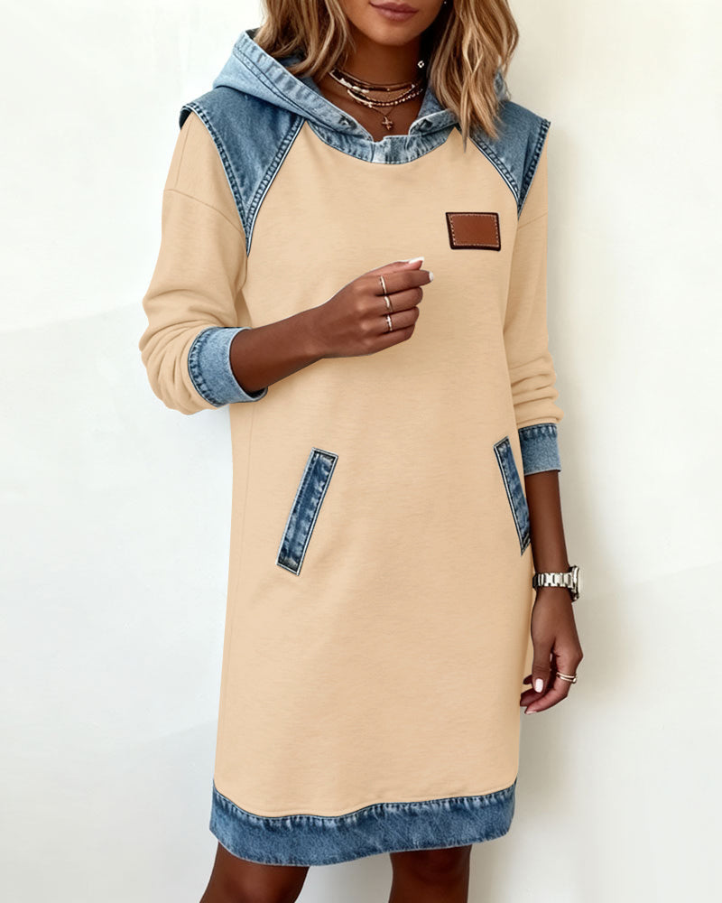 Lunariae™ - Robe casual à capuche style contrasté