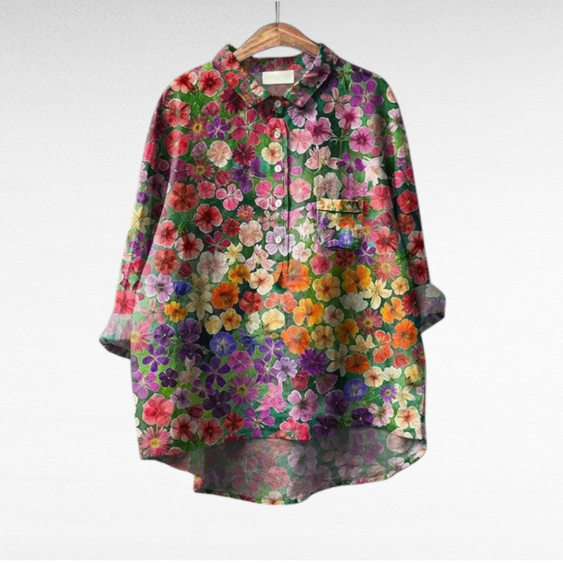 Dovira™ - Chemisier Artistique À Imprimé Floral Multicolore