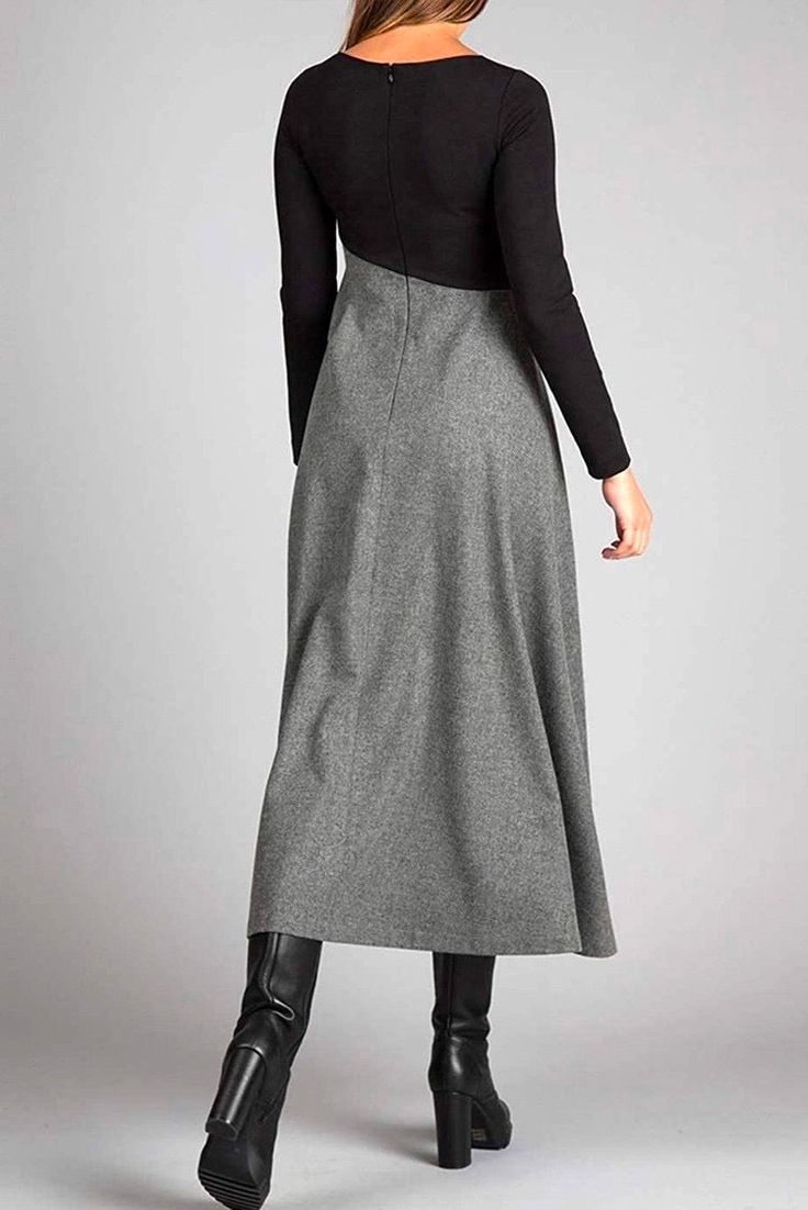 Manon™ - Élégante robe longue à manches longues
