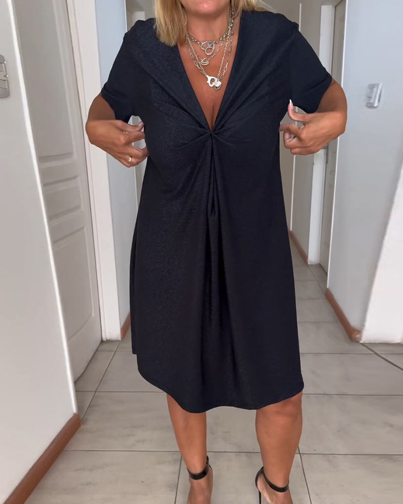 Julieta™ - Robe à manches courtes torsadée avec décolleté en V