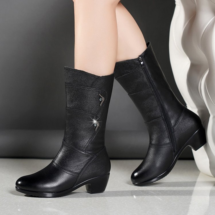 Catheriel™ - Bottines pour femmes jusqu'à mi-mollet avec plateforme et talon épais