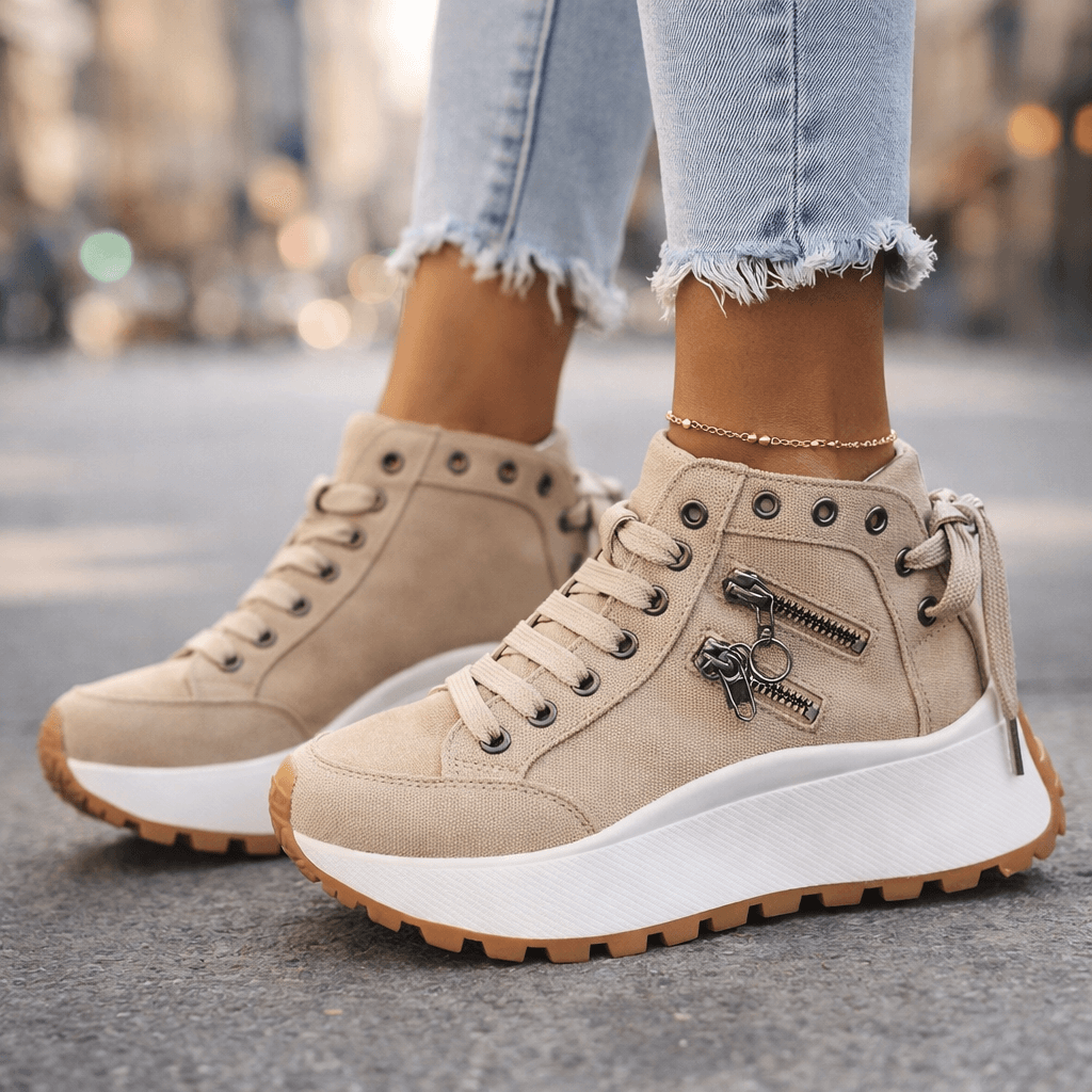 Jasmyra™ - Baskets plateforme femme denim bleu style chunky moderne