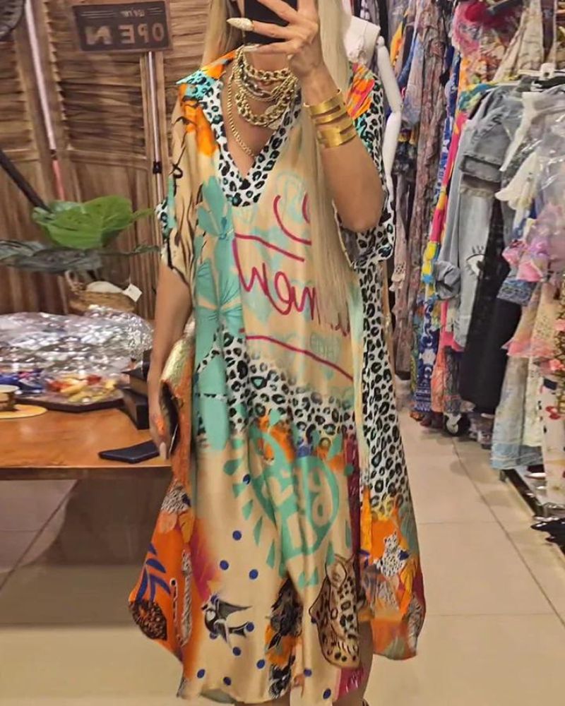 Jovena™ - Robe décontractée avec imprimé léopard coloré