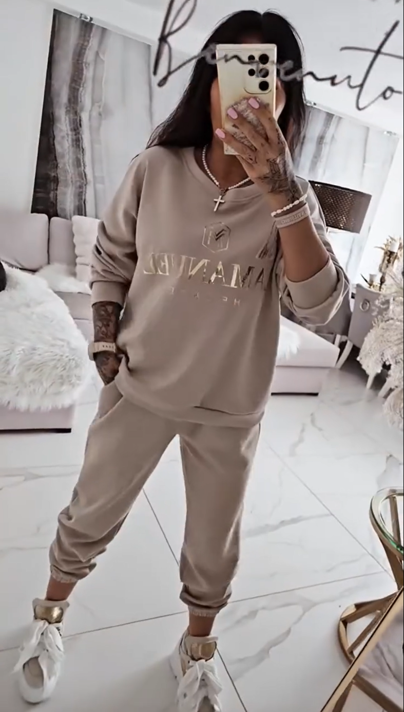 Cyrilla™ - Ensemble décontracté femme avec blouse imprimée et pantalon ample