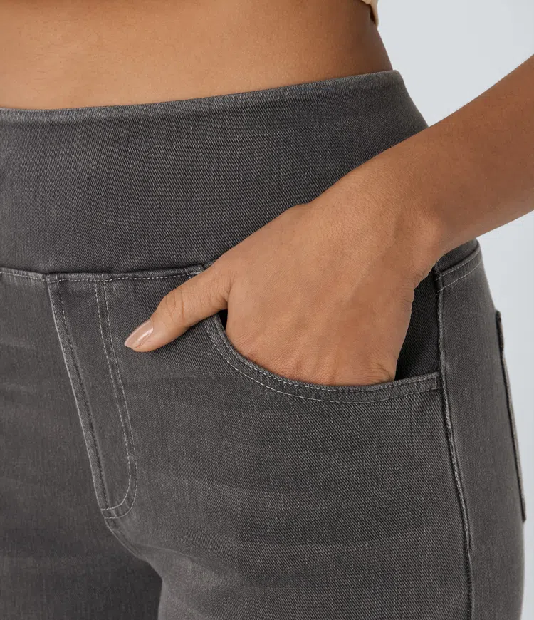 Ruvessa™ - Jean femme taille haute jambe large très extensible coupe moderne
