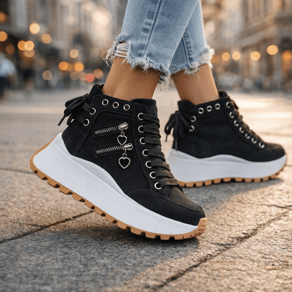 Jasmyra™ - Baskets plateforme femme denim bleu style chunky moderne