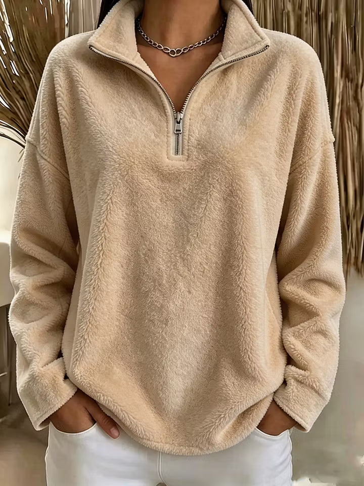 Harmke - Sweat femme polaire demi-zip confortable